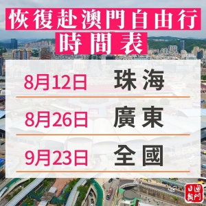 时间表刚刚公布！内地居民赴澳门自由行全面恢复！