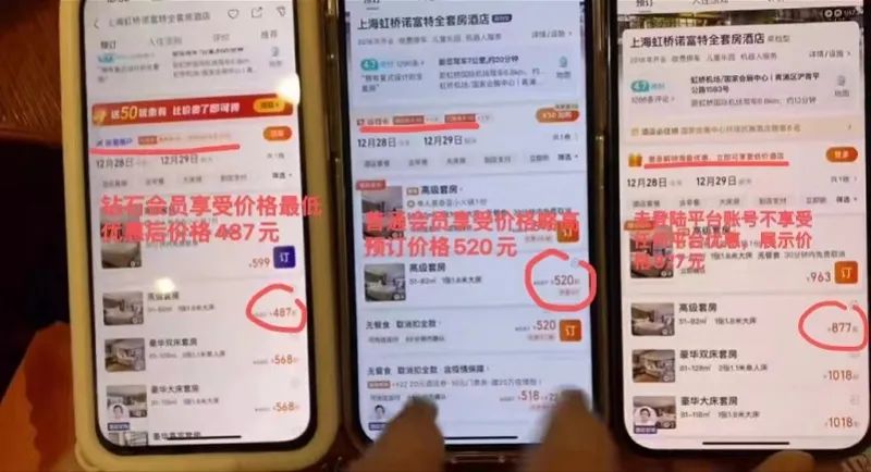 3台手机订同一酒店，价差一倍？知名App回应