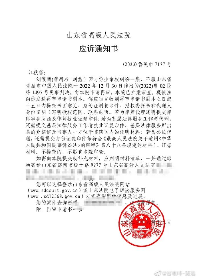 “刘鑫不服，申请再审”