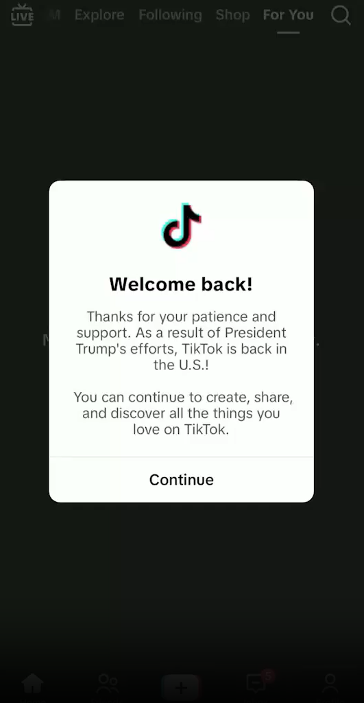 最新！TikTok：恢复！