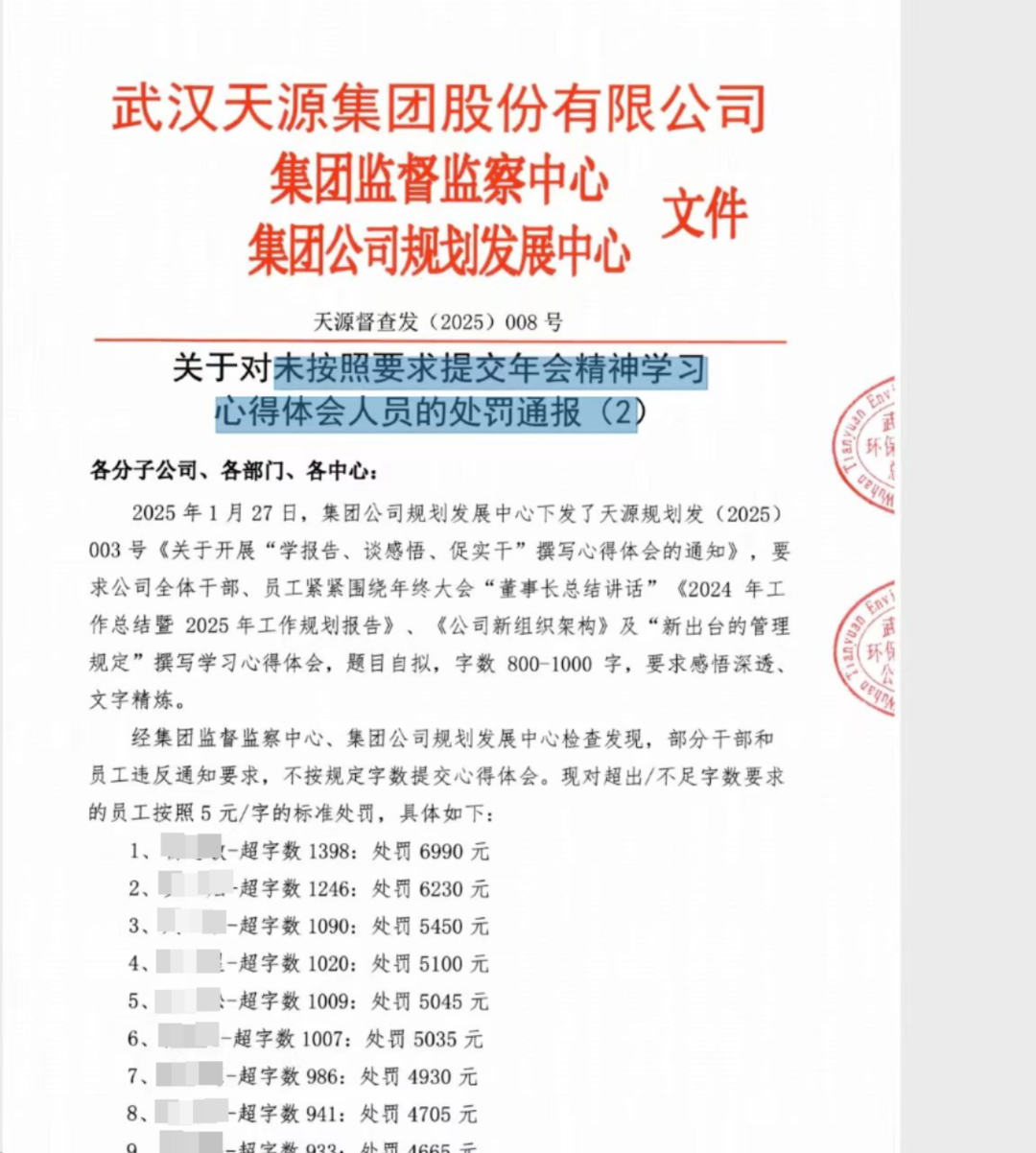 因心得体会超字数，武汉一公司381人被罚款？官方回应