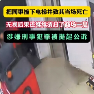 男子上班第一天把同事撞下电梯井致其身亡，事后继续清扫商场；涉嫌刑事犯罪被提起公诉 ...